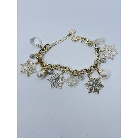 Avon SP Charm Bracelet Snowflake Vintage 1980s Silver Tone 6 Inch Christmas - Picture 3 of 8